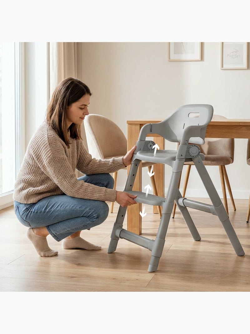 Chaise haute évolutive LIONELO Matt - Réglable hauteur - Pliage compact - Jusqu'à 110kg Gris - Kiabi