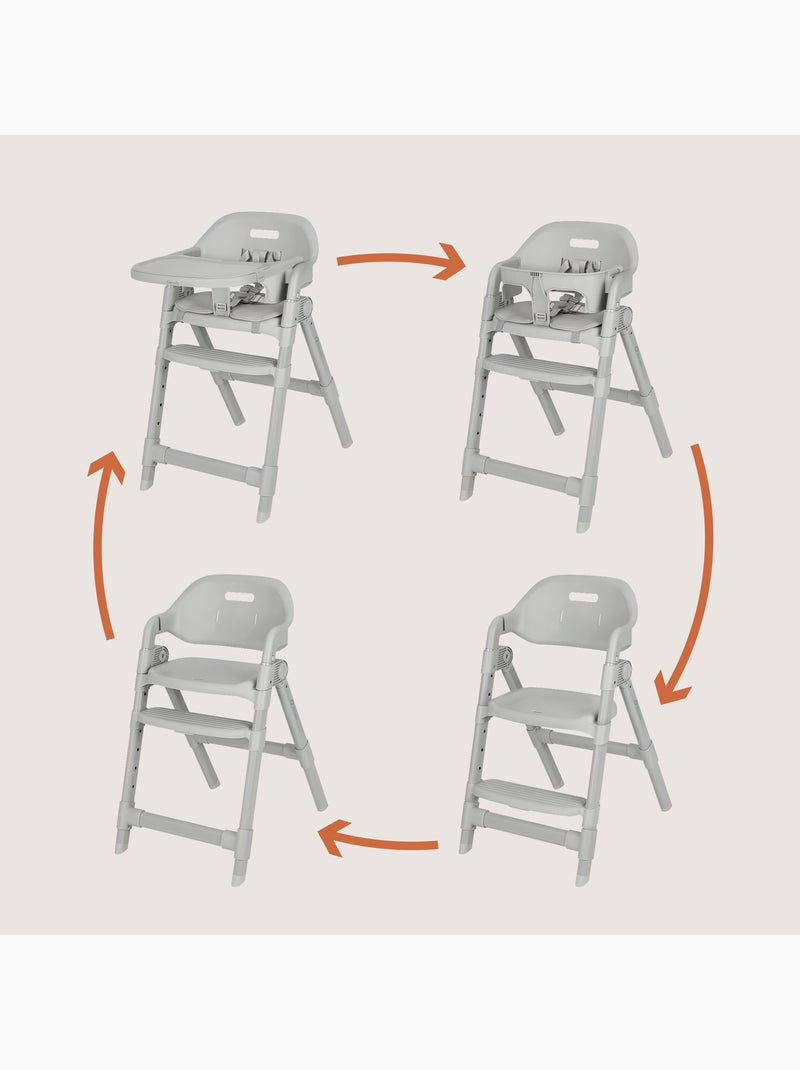 Chaise haute évolutive LIONELO Matt - Réglable hauteur - Pliage compact - Jusqu'à 110kg Gris - Kiabi