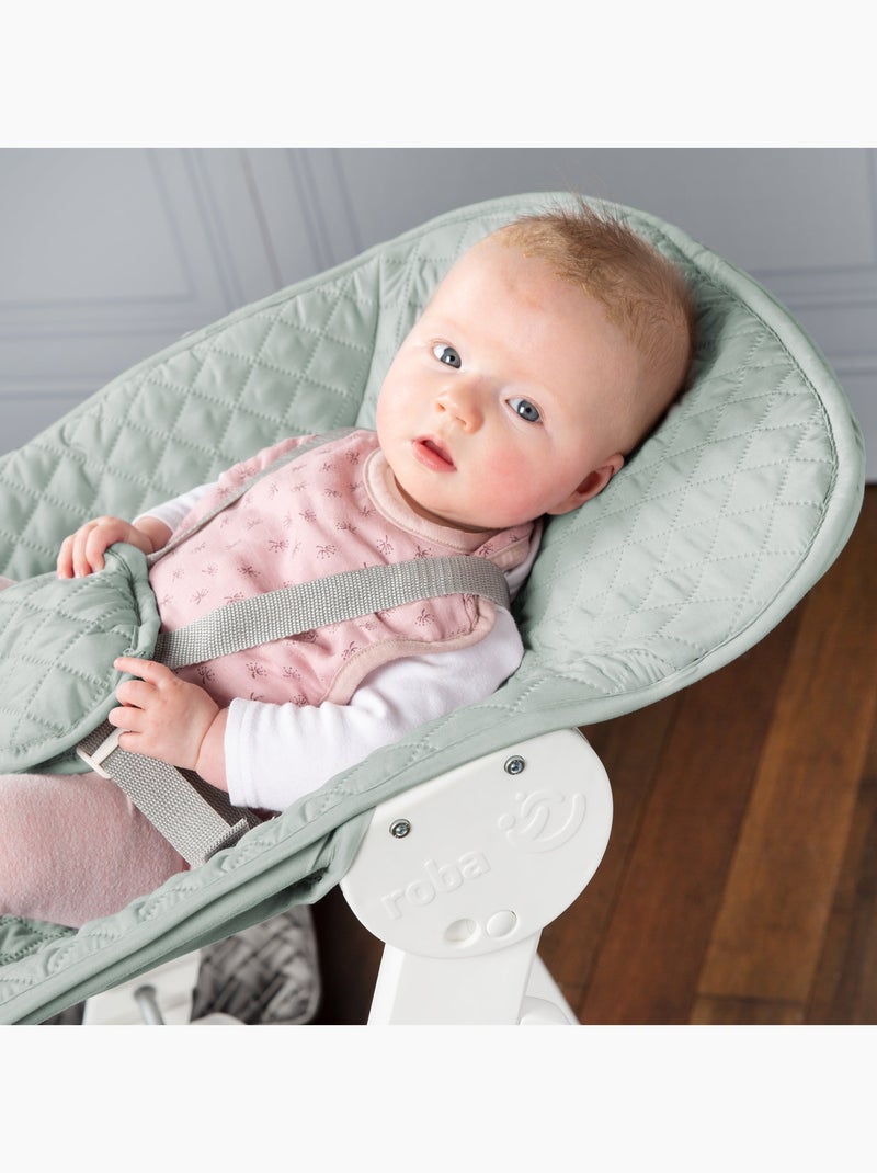 Chaise haute évolutive + transat pour nouveau-né 'Roba Style Born Up' Blanc Vert - Kiabi