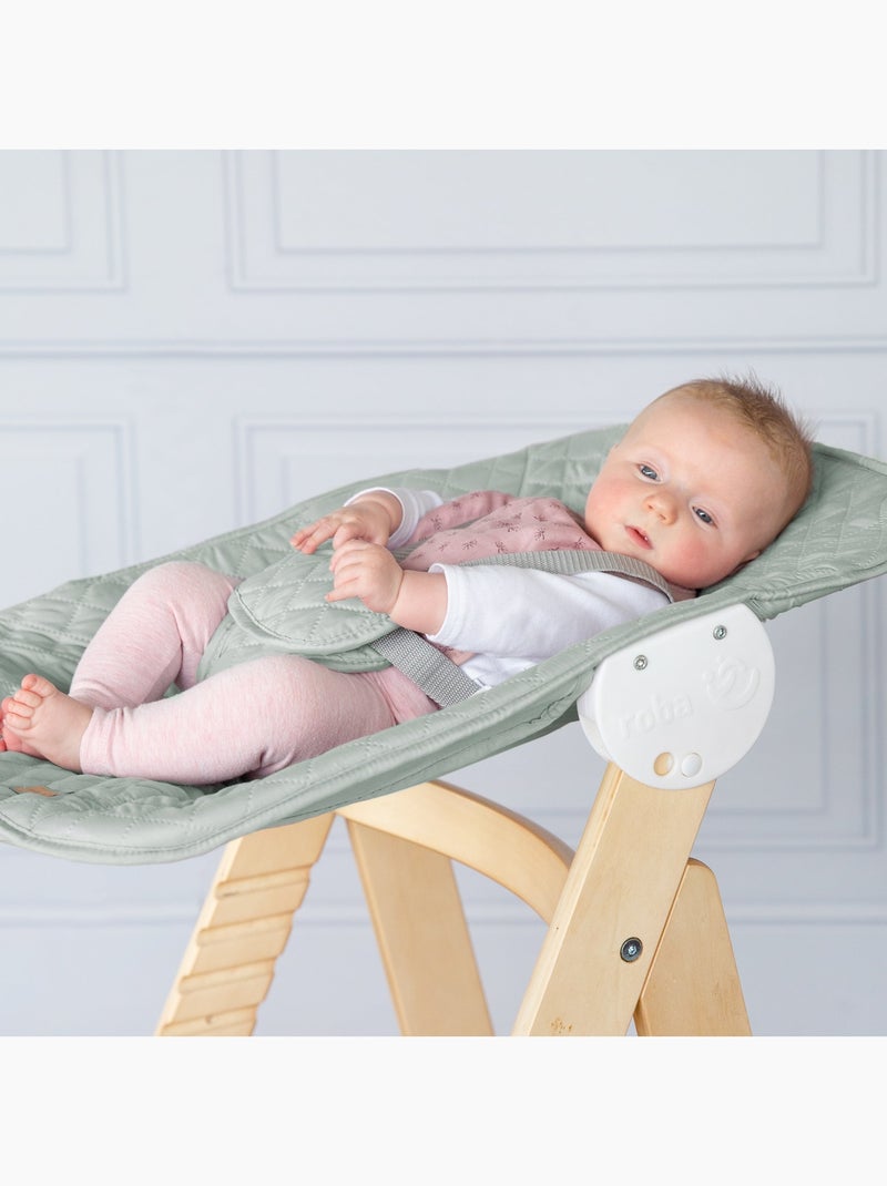 Chaise haute évolutive + transat pour nouveau-né 'Roba Style Born Up' Vert/Bois - Kiabi