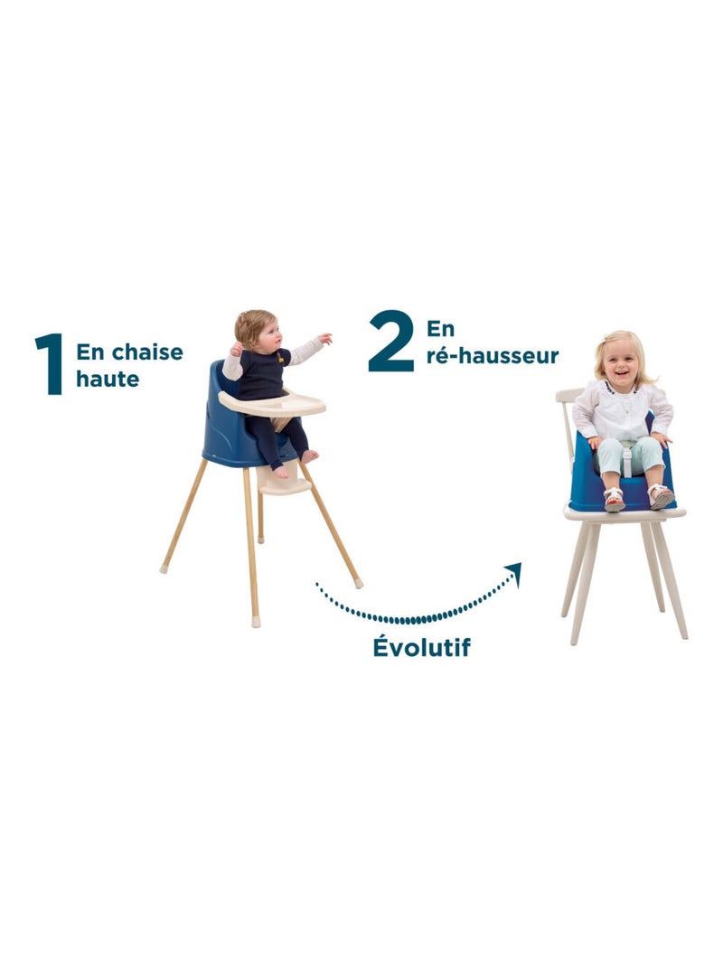 Chaise haute évolutive YOUPLA Bleu - Kiabi