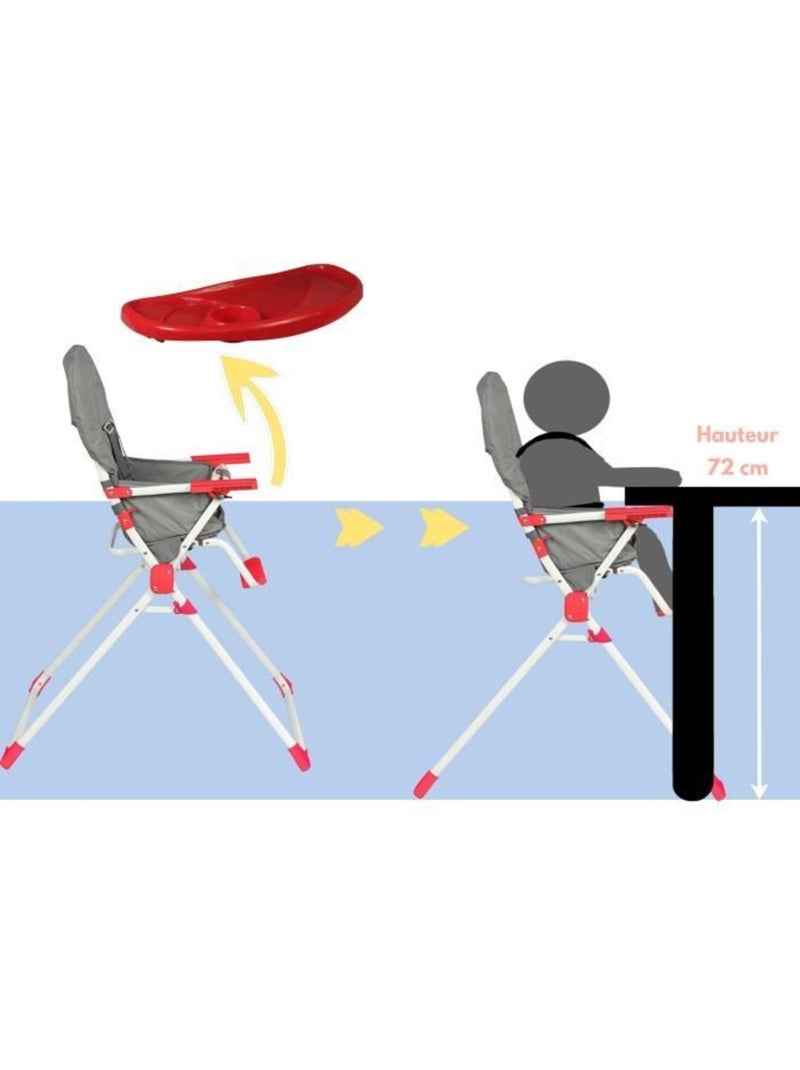 Chaise haute fixe BAMBISOL Gris et rouge - Assise - BAMBISOL Rouge - Kiabi
