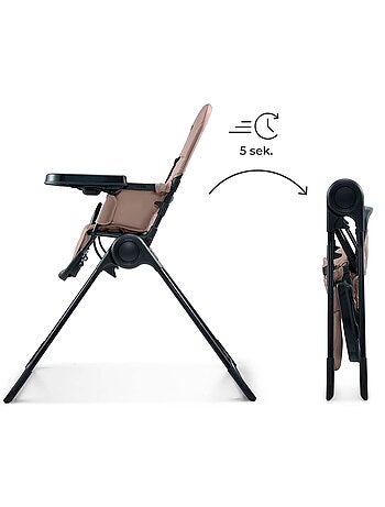 Chaise Haute Kinderkraft BINCI Pliable avec Plateau Réglable, Harnais 5 Points et Repose-Pieds