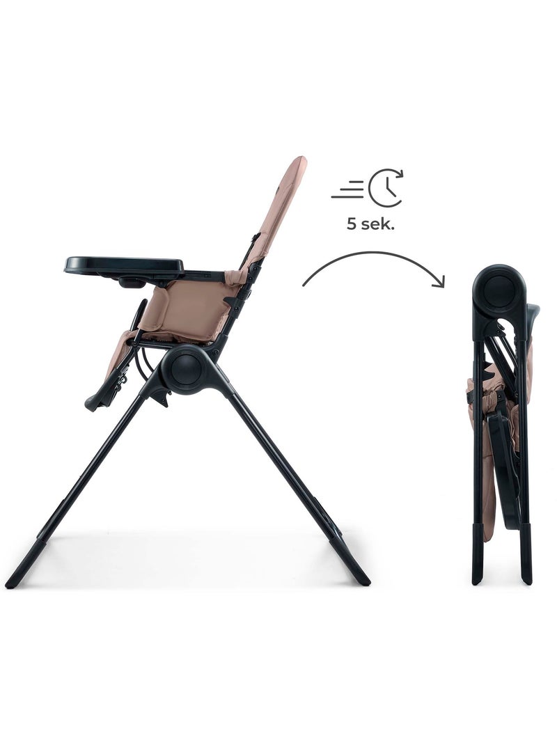 Chaise Haute Kinderkraft BINCI Pliable avec Plateau Réglable, Harnais 5 Points et Repose-Pieds Beige - Kiabi