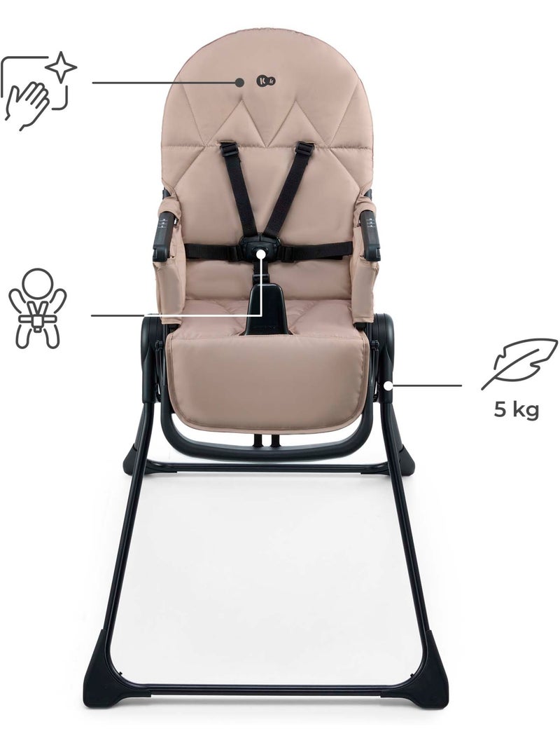 Chaise Haute Kinderkraft BINCI Pliable avec Plateau Réglable, Harnais 5 Points et Repose-Pieds Beige - Kiabi