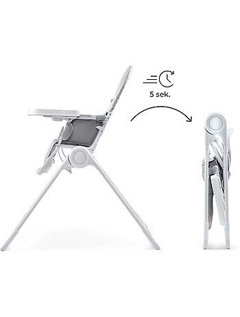 Chaise Haute Kinderkraft BINCI Pliable avec Plateau Réglable, Harnais 5 Points et Repose-Pieds