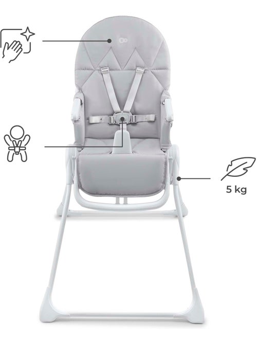 Chaise Haute Kinderkraft BINCI Pliable avec Plateau Réglable, Harnais 5 Points et Repose-Pieds - Kiabi Chaise Haute Kinderkraft BINCI Pliable avec Plateau Réglable, Harnais 5 Points et Repose-Pieds - Kiabi