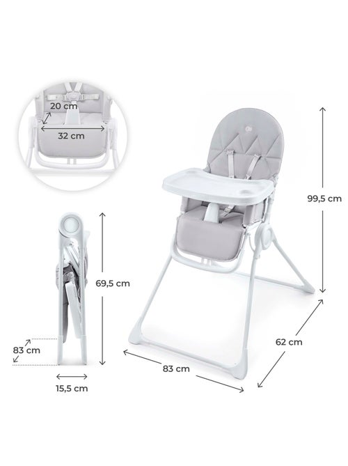 Chaise Haute Kinderkraft BINCI Pliable avec Plateau Réglable, Harnais 5 Points et Repose-Pieds - Kiabi Chaise Haute Kinderkraft BINCI Pliable avec Plateau Réglable, Harnais 5 Points et Repose-Pieds - Kiabi