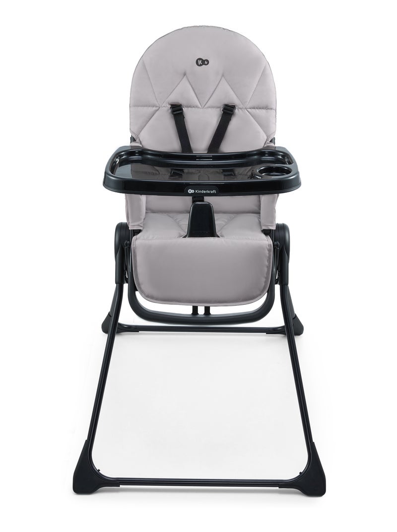 Chaise Haute Kinderkraft BINCI Pliable avec Plateau Réglable, Harnais 5 Points et Repose-Pieds Gris - Kiabi