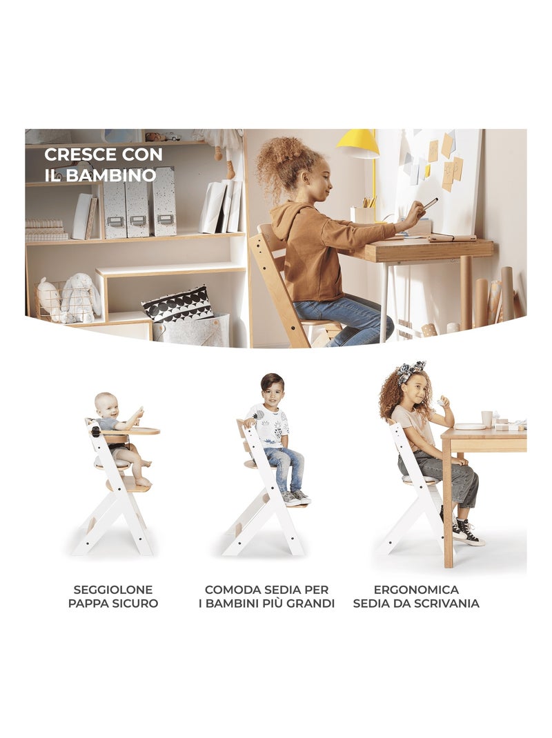 Chaise Haute Kinderkraft ENOCK 2 en 1 Évolutive jusqu’à 35 kg avec Repose-Pieds Réglable Blanc - Kiabi