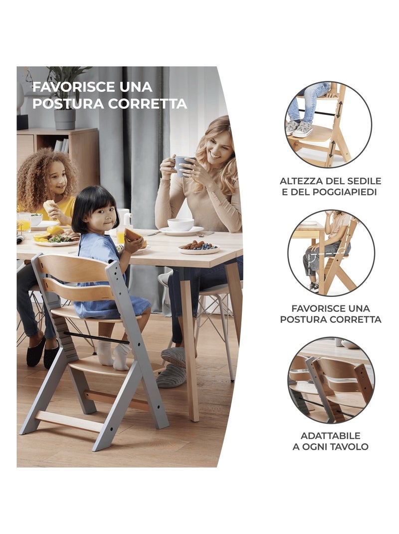 Chaise Haute Kinderkraft ENOCK 2 en 1 Évolutive jusqu’à 35 kg avec Repose-Pieds Réglable Blanc - Kiabi