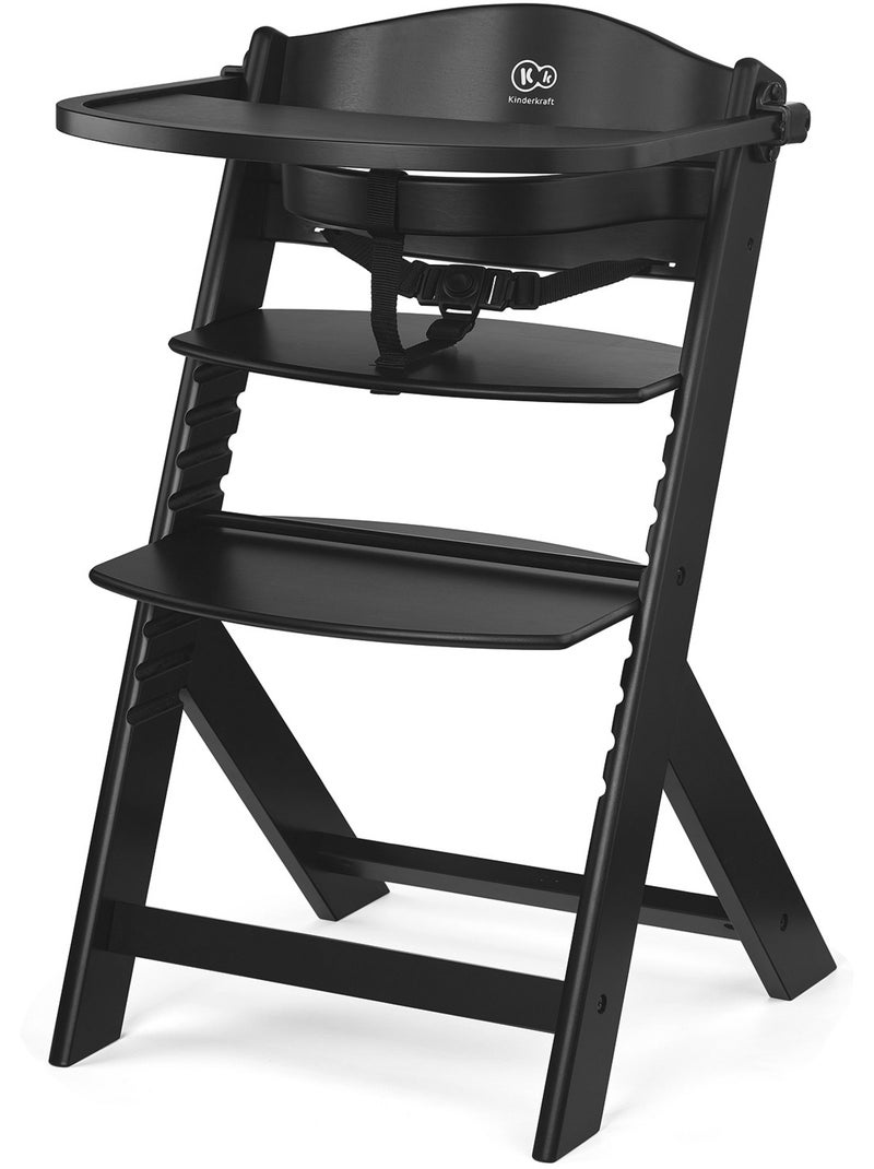 Chaise Haute Kinderkraft ENOCK 2 en 1 Évolutive jusqu’à 35 kg avec Repose-Pieds Réglable Noir - Kiabi