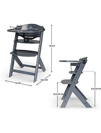 Chaise Haute Kinderkraft ENOCK 3 en 1 Évolutive jusqu’à 35 kg avec Repose-Pieds Réglable