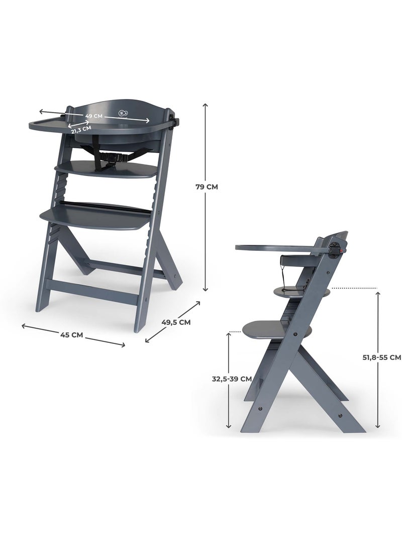 Chaise Haute Kinderkraft ENOCK 3 en 1 Évolutive jusqu’à 35 kg avec Repose-Pieds Réglable Gris - Kiabi