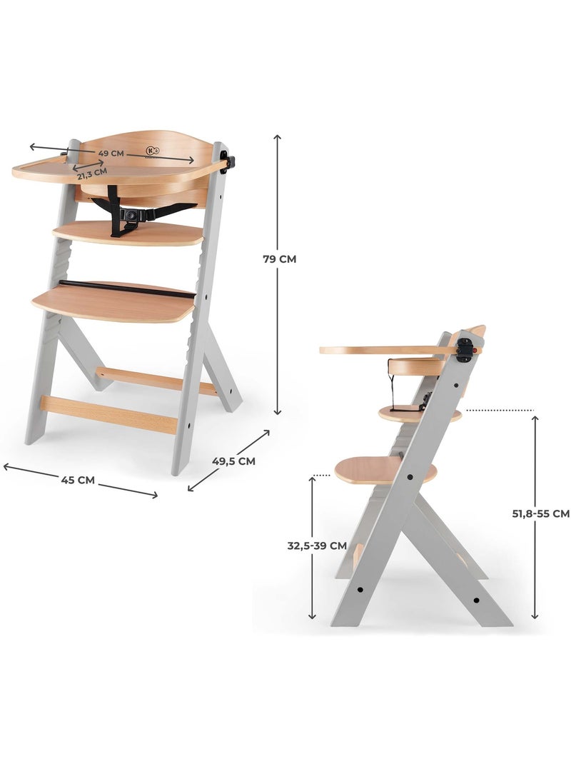 Chaise Haute Kinderkraft ENOCK 3 en 1 Évolutive jusqu’à 35 kg avec Repose-Pieds Réglable Gris - Kiabi