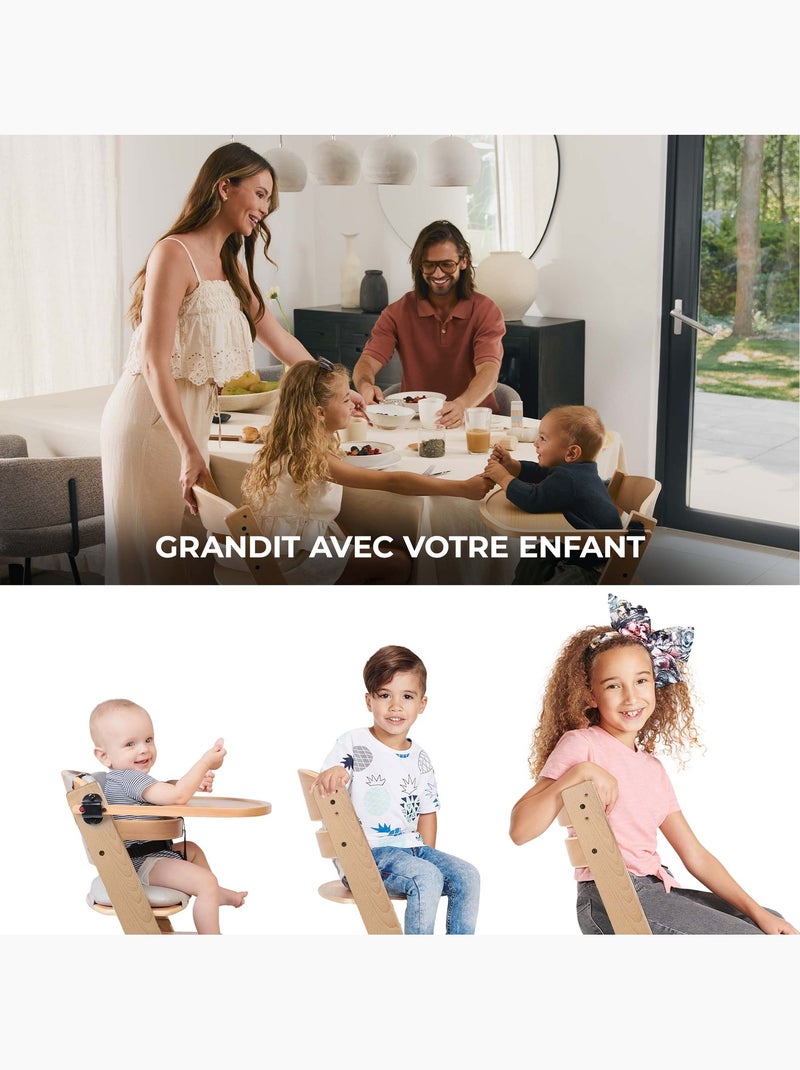 Chaise Haute Kinderkraft ENOCK 3 en 1 Évolutive jusqu’à 35 kg avec Repose-Pieds Réglable Marron - Kiabi