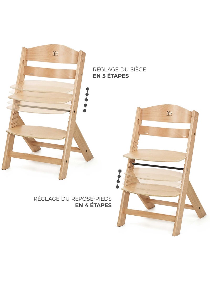 Chaise Haute Kinderkraft ENOCK 3 en 1 Évolutive jusqu’à 35 kg avec Repose-Pieds Réglable Marron - Kiabi