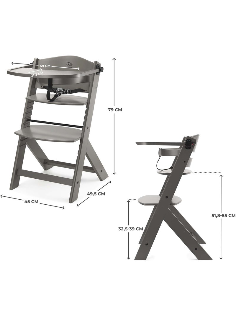 Chaise Haute Kinderkraft ENOCK 3 en 1 Évolutive jusqu’à 35 kg avec Repose-Pieds Réglable Marron - Kiabi