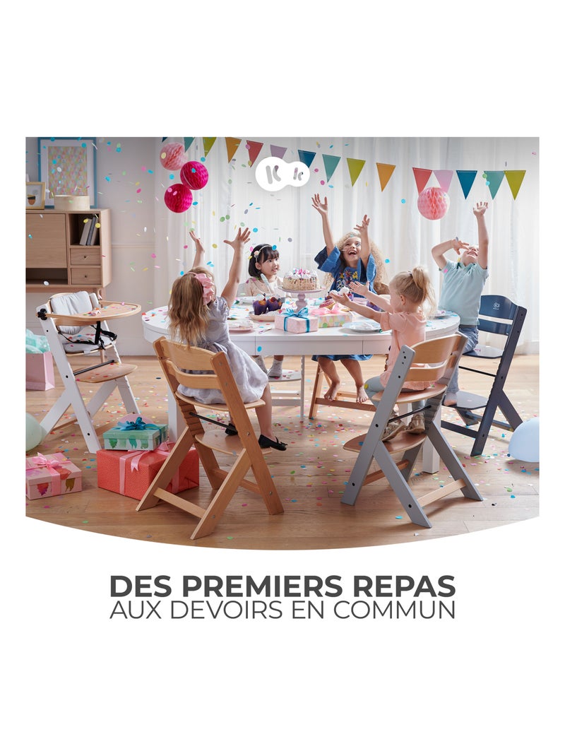 Chaise Haute Kinderkraft ENOCK avec Coussin, Évolutive jusqu’à 35 kg et Repose-Pieds Réglable Gris - Kiabi