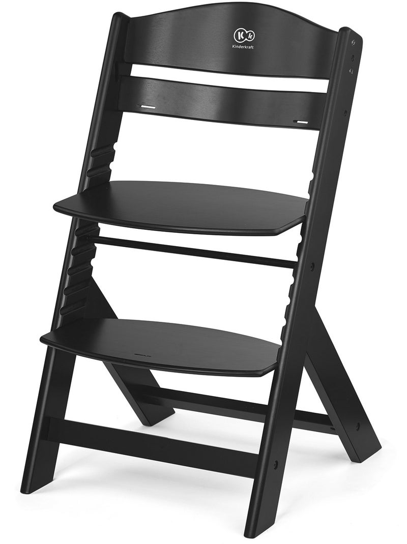 Chaise Haute Kinderkraft ENOCK avec Coussin, Évolutive jusqu’à 35 kg et Repose-Pieds Réglable Noir Gris - Kiabi