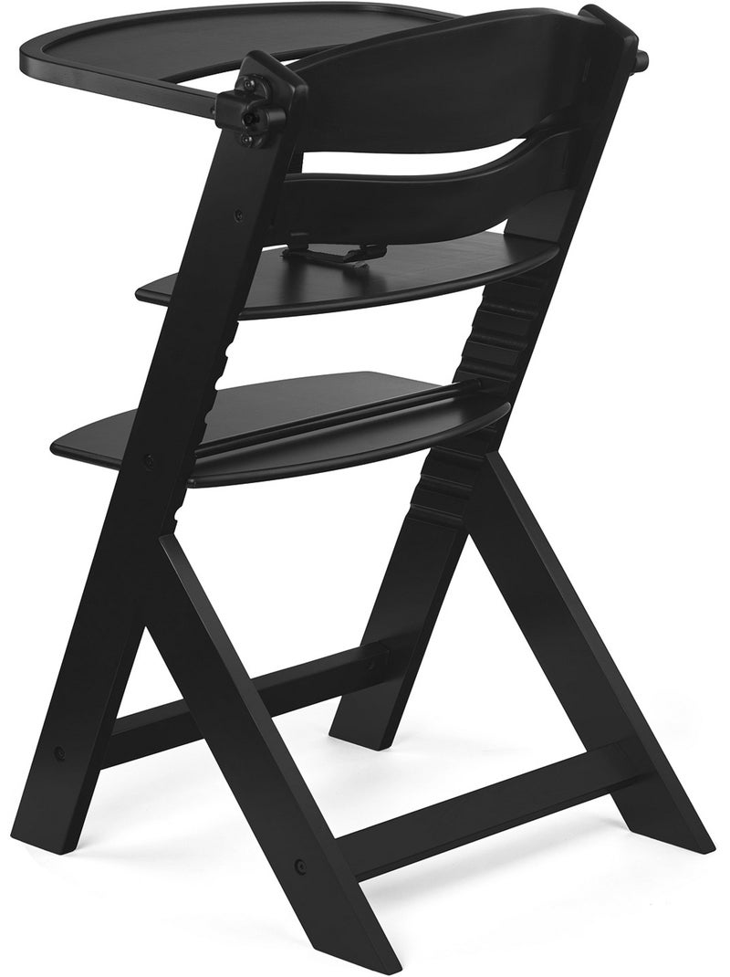 Chaise Haute Kinderkraft ENOCK avec Coussin, Évolutive jusqu’à 35 kg et Repose-Pieds Réglable Noir Gris - Kiabi