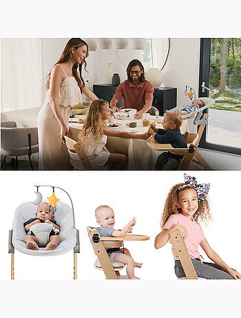 Chaise Haute Kinderkraft ENOCK + CALMEE avec Transat Évolutif jusqu’à 35 kg et Repose-Pieds Réglable