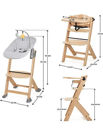 Chaise Haute Kinderkraft ENOCK + CALMEE avec Transat Évolutif jusqu’à 35 kg et Repose-Pieds Réglable