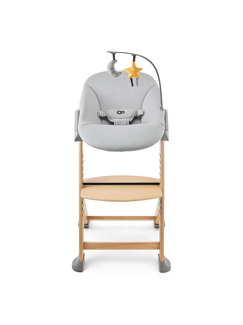 Chaise Haute Kinderkraft ENOCK + CALMEE avec Transat Évolutif jusqu’à 35 kg et Repose-Pieds Réglable Gris - Kiabi