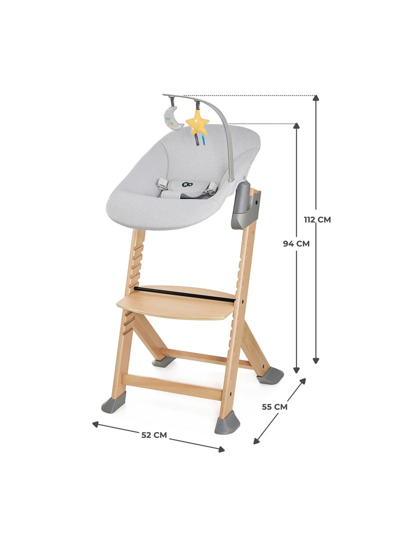 Chaise Haute Kinderkraft ENOCK + CALMEE avec Transat Évolutif jusqu’à 35 kg et Repose-Pieds Réglable Gris - Kiabi
