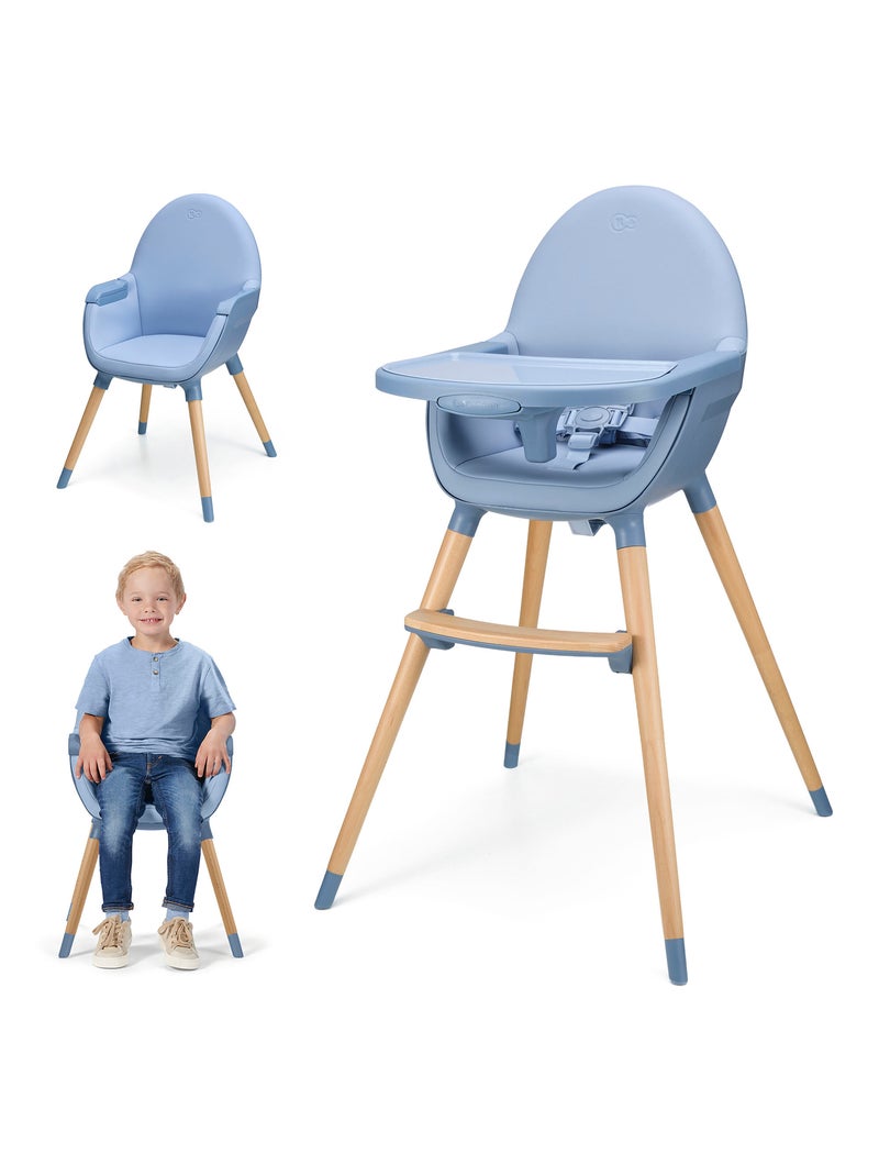 Chaise Haute Kinderkraft FINI 2 avec Plateau Réglable, Harnais 5 Points et Assise en Éco-Cuir Bleu - Kiabi