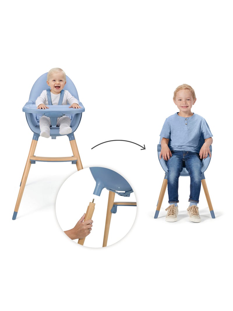 Chaise Haute Kinderkraft FINI 2 avec Plateau Réglable, Harnais 5 Points et Assise en Éco-Cuir Bleu - Kiabi