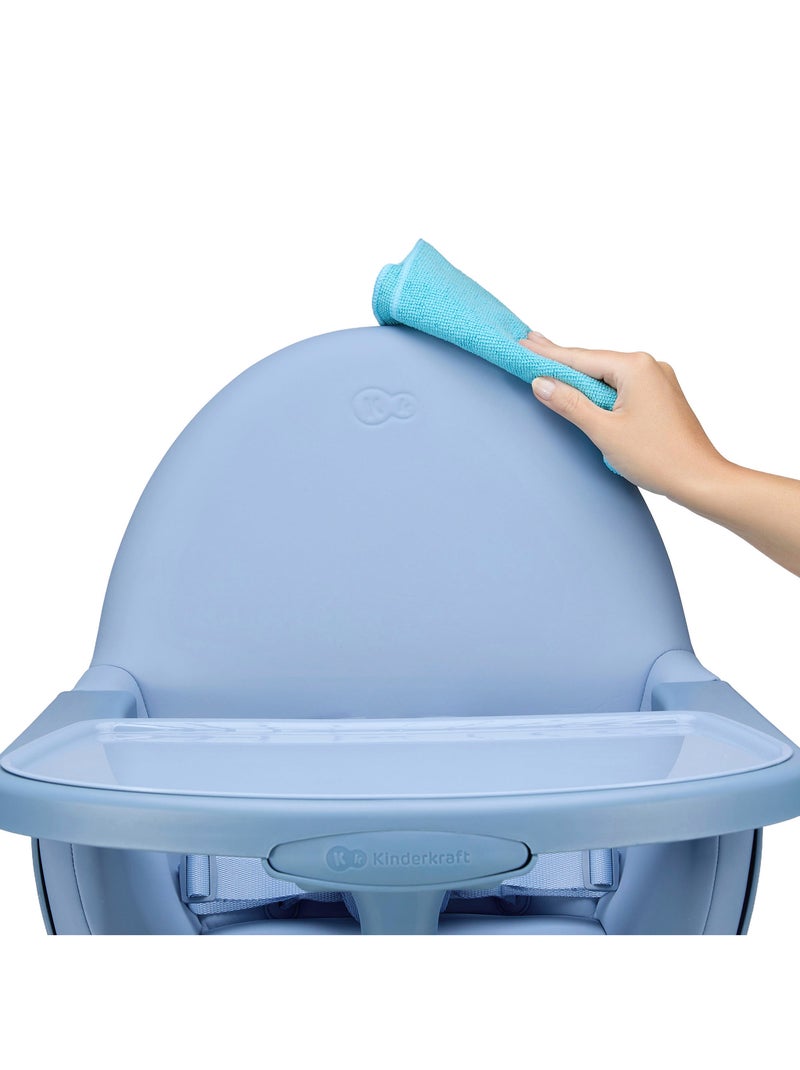 Chaise Haute Kinderkraft FINI 2 avec Plateau Réglable, Harnais 5 Points et Assise en Éco-Cuir Bleu - Kiabi