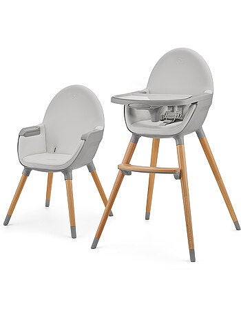 Chaise Haute Kinderkraft FINI 2 avec Plateau Réglable, Harnais 5 Points et Assise en Éco-Cuir
