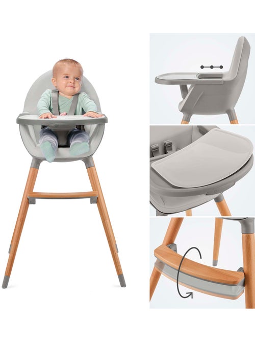 Chaise Haute Kinderkraft FINI 2 avec Plateau Réglable, Harnais 5 Points et Assise en Éco-Cuir - Kiabi Chaise Haute Kinderkraft FINI 2 avec Plateau Réglable, Harnais 5 Points et Assise en Éco-Cuir - Kiabi