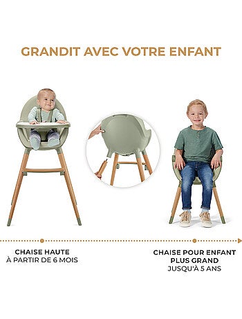 Chaise Haute Kinderkraft FINI 2 avec Plateau Réglable, Harnais 5 Points et Assise en Éco-Cuir