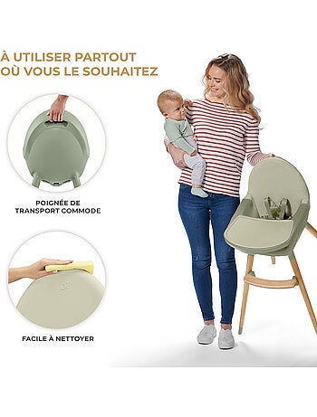 Chaise Haute Kinderkraft FINI 2 avec Plateau Réglable, Harnais 5 Points et Assise en Éco-Cuir