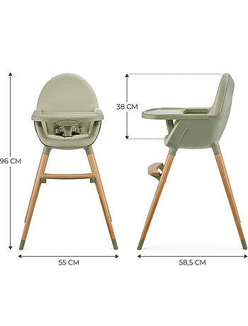 Chaise Haute Kinderkraft FINI 2 avec Plateau Réglable, Harnais 5 Points et Assise en Éco-Cuir