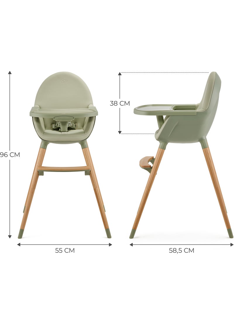 Chaise Haute Kinderkraft FINI 2 avec Plateau Réglable, Harnais 5 Points et Assise en Éco-Cuir Vert - Kiabi