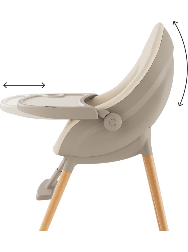 Chaise haute Kinderkraft FINI UP 2-en-1 transat repas 20 kg double plateau harnais 5 pts BLW Beige - Kiabi