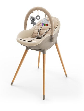 Chaise haute Kinderkraft FINI UP 3-en-1 transat repas 20 kg insert nouveau-né arche 3 jouets