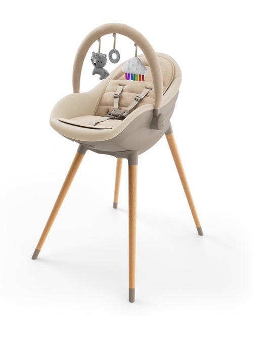 Chaise haute Kinderkraft FINI UP 3-en-1 transat repas 20 kg double plateau harnais 5 pts BLW - Kiabi