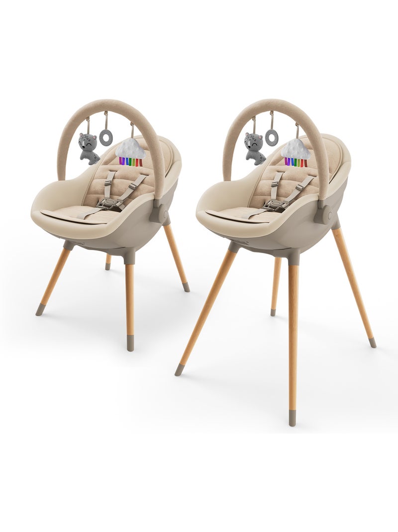 Chaise haute Kinderkraft FINI UP 3-en-1 transat repas 20 kg double plateau harnais 5 pts BLW Beige - Kiabi