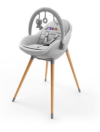 Chaise haute Kinderkraft FINI UP 3-en-1 transat repas 20 kg insert nouveau-né arche 3 jouets