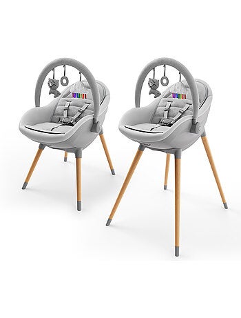 Chaise haute Kinderkraft FINI UP 3-en-1 transat repas 20 kg insert nouveau-né arche 3 jouets