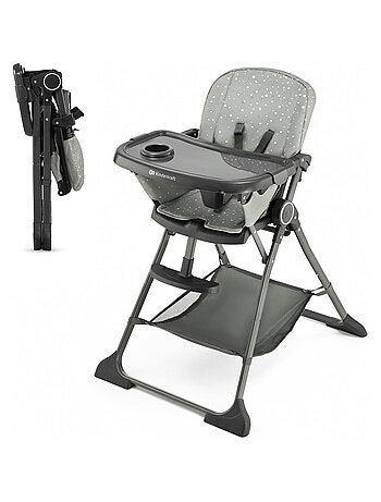 Chaise Haute Bébé Kinderkraft FOLDEE pliable compacte dossier réglable plateau amovible double repas