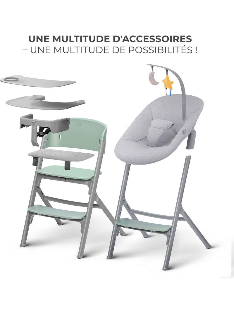 Chaise Haute Kinderkraft LIVY 3 en 1 Évolutive jusqu’à 110 kg avec Siège et Repose-Pieds Réglables Gris - Kiabi