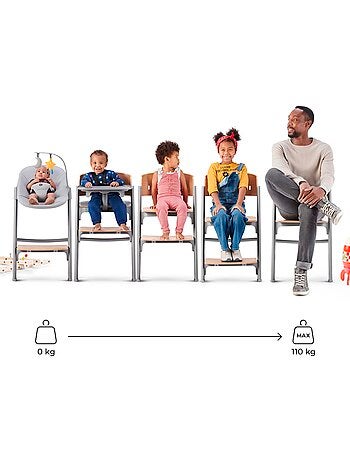 Chaise Haute Kinderkraft LIVY 3 en 1 Évolutive jusqu’à 110 kg avec Siège et Repose-Pieds Réglables
