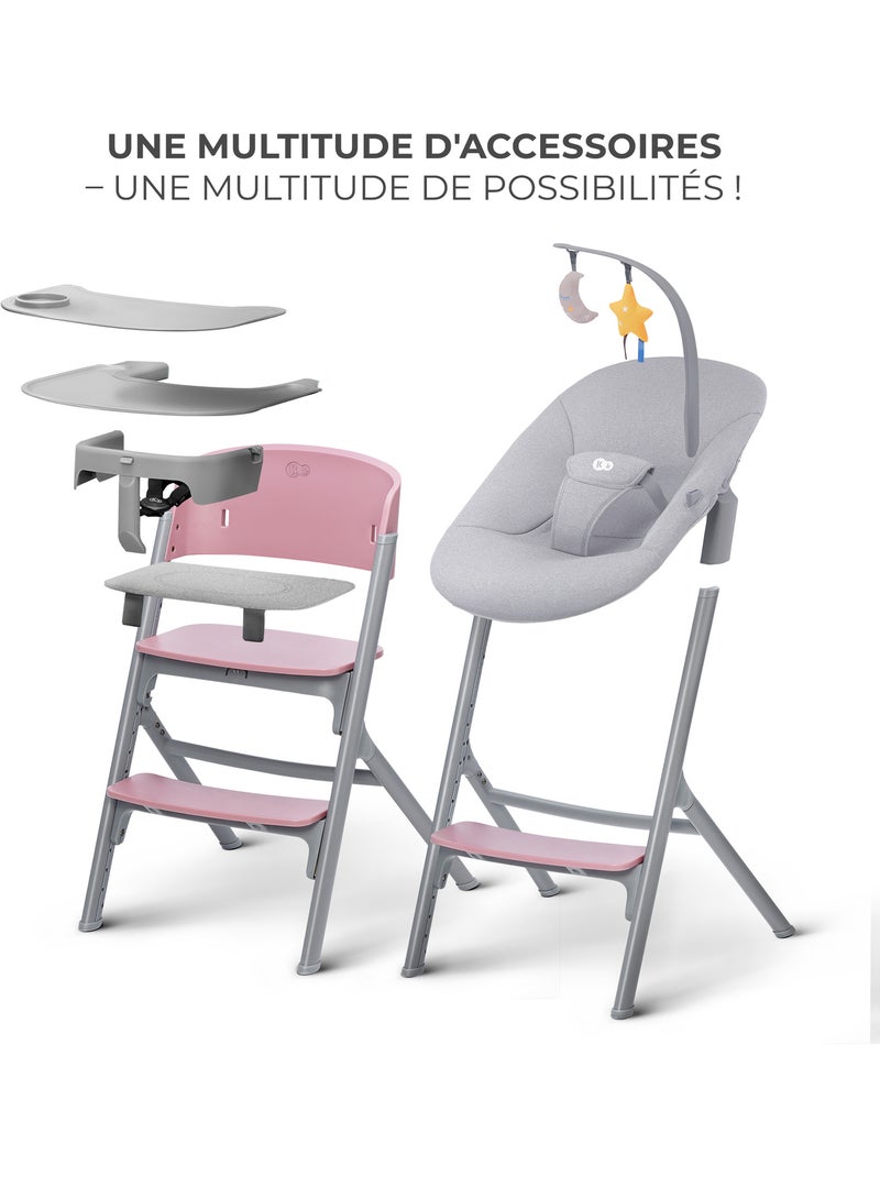 Chaise Haute Kinderkraft LIVY 3 en 1 Évolutive jusqu’à 110 kg avec Siège et Repose-Pieds Réglables Rose - Kiabi