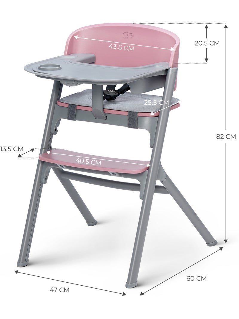 Chaise Haute Kinderkraft LIVY 4 en 1 avec Transat, Évolutive jusqu’à 110 kg et Siège Réglable Rose - Kiabi