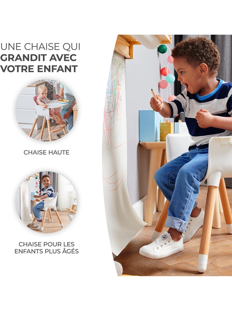 Chaise haute Kinderkraft SIENNA 2 en 1 avec plateau amovible, harnais 5 points et repose-pieds Gris - Kiabi